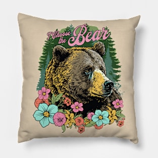 I Choose the Bear Feminist Bear vs Man Meme Team Bear Floral Pillow