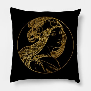 Art nouveau gold silhouette lady Pillow