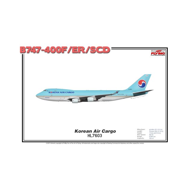 Boeing B747-400F/ER/SCD - Korean Air Cargo (Art Print) by TheArtofFlying