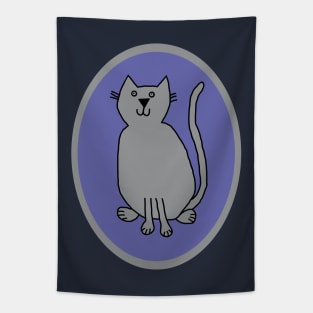 Ultimate Gray Cat on Very Peri Perwinkle Oval Tapestry