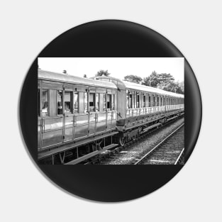 Vintage railway carriage on the track at Sheringham station, Norfolk Pin