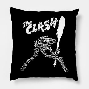 THE CLASH - GUITAR SLAM TYPOGRAPHY (WHITE) Pillow