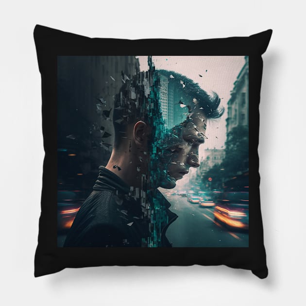 Matrix Series, Glitch Code Pillow by AICreateWorlds