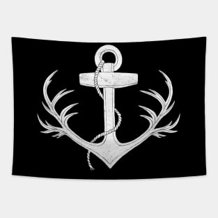 Antlered Anchor white Tapestry