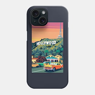 A Vintage Travel Art of Hollywood - Los Angeles - California - US Phone Case