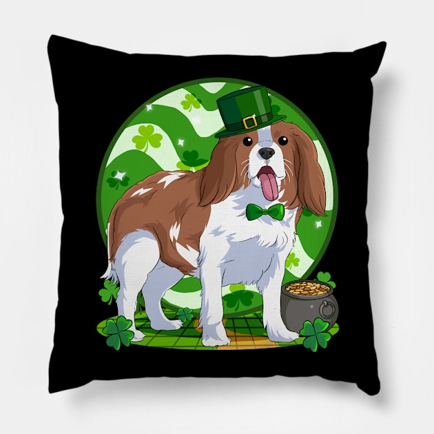 Cavalier King Charles Spaniel St Patricks Day Leprechaun Pillow by Noseking