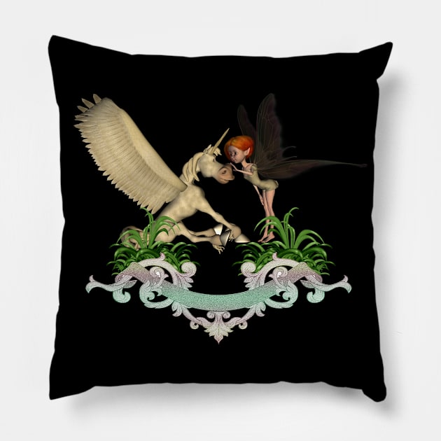 Cute fairy with pegasus Pillow by Nicky2342