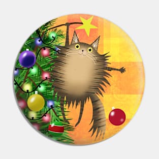 The Tabby and the Christmas Tree Pin