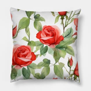 Red Roses Nature Pattern Pillow