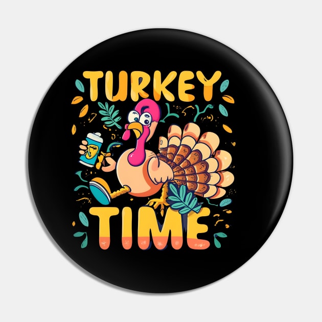 Turkey Time Thanksgiving Animals Pin by Shopkreativco