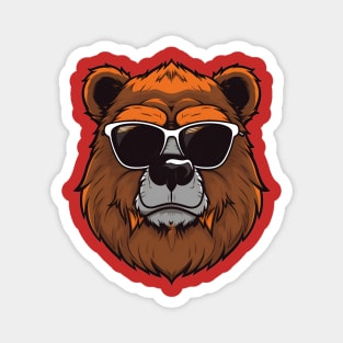 Sarcastic furry bear logo red Magnet
