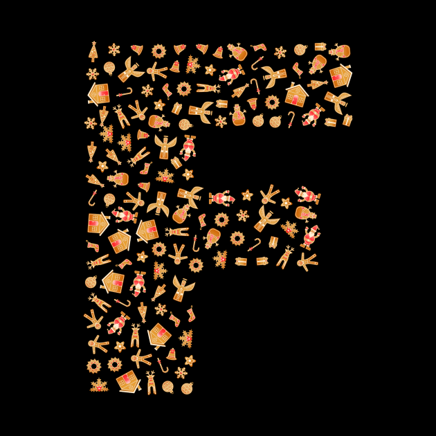 Letter F Initial Christmas Decorations Gingerbread by Sanu Designs