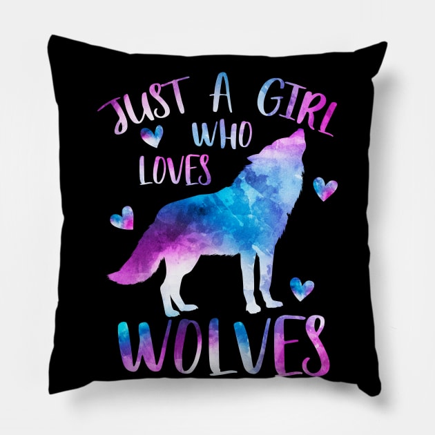 Just a girl who loves wolves Pillow by PrettyPittieShop