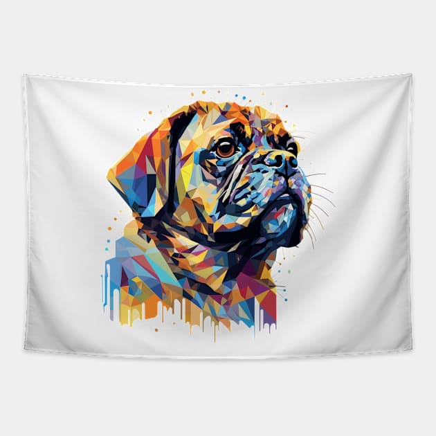 Pug Dog Pet World Animal Lover Furry Friend Abstract Tapestry by Cubebox