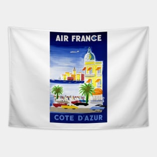 Vintage Travel Poster Air France Cote d'Azur Tapestry