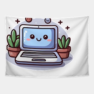 cute laptop smiling with happy feeling Tapestry