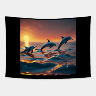 Sunset Dolphins Tapestry