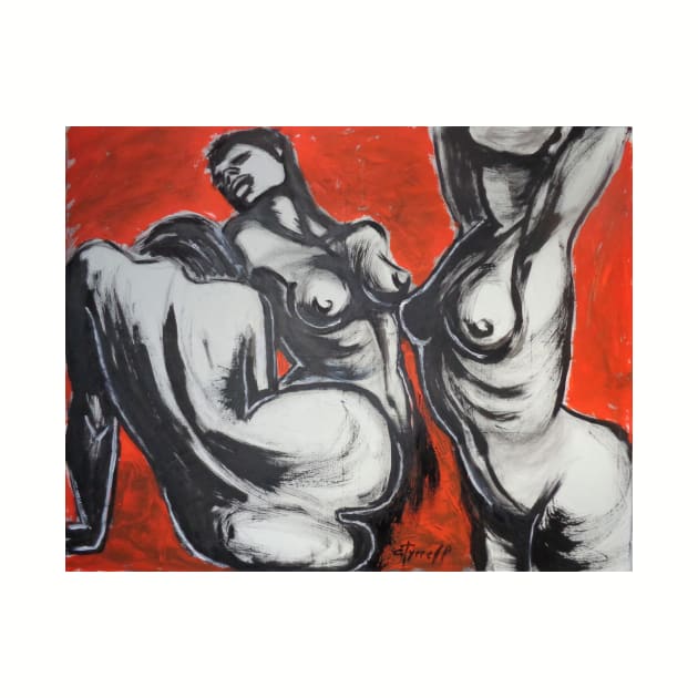 Three Graces With Red Curtain by CarmenT