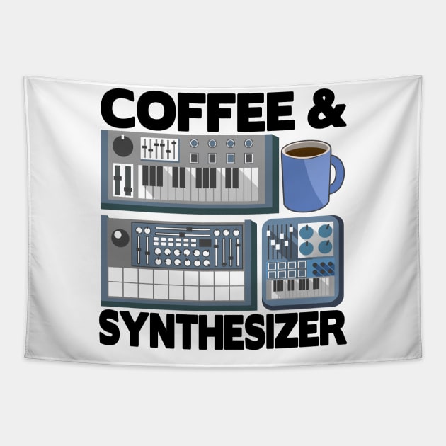 Analog Modular Synthesizer and Coffee Synth Vintage Retro Tapestry by Kuehni