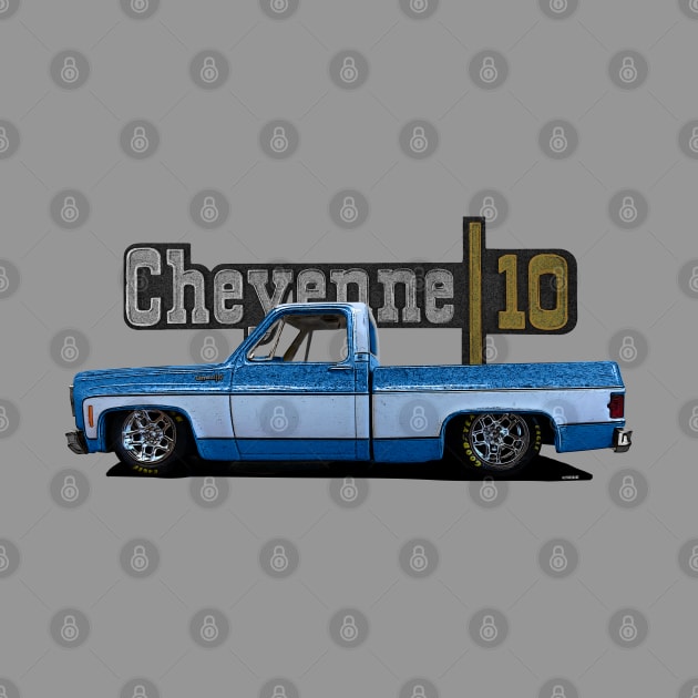 1973 Slammed Blue Chevy C10 Cheyenne Squarebody Truck by hotroddude