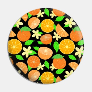 Orange fruit pattern - black background Pin