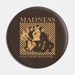 Madness - Retro Checkerboard Brown Pin