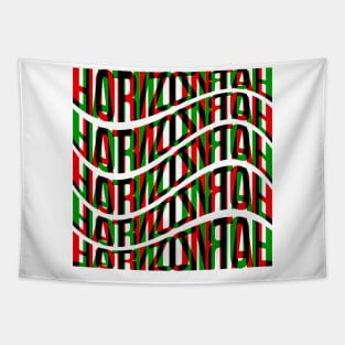 Horizontal Waves Typography (Red Green Black) Tapestry