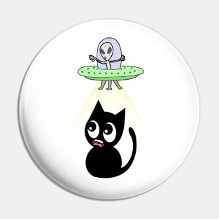 Funny black cat is being abducted by aliens Pin