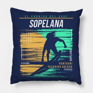 Retro Surfing Sopelana, Spain // Vintage Surfer Beach // Surfer's Paradise Pillow