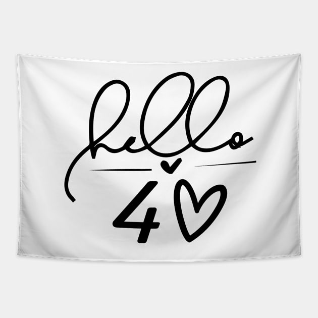 Hello 40 Heart, Funny 40th Birthday Tapestry by Islanr