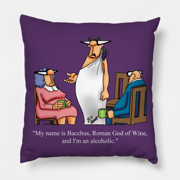 Funny Bacchus Wine God Cartoon Humor Pillow by abbottcartoons