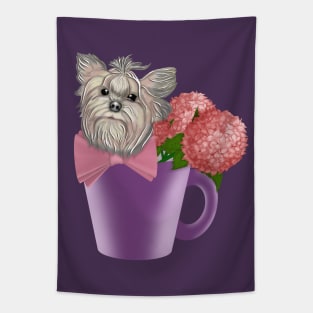 Yorkshire Terrier with flowers Tapestry