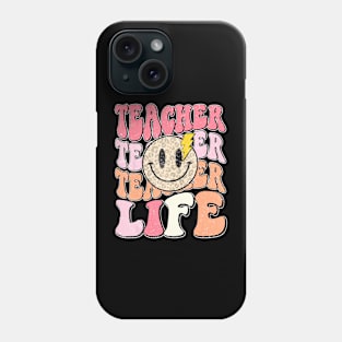 Teacher Life Back To School Groovy Happy First Phone Case