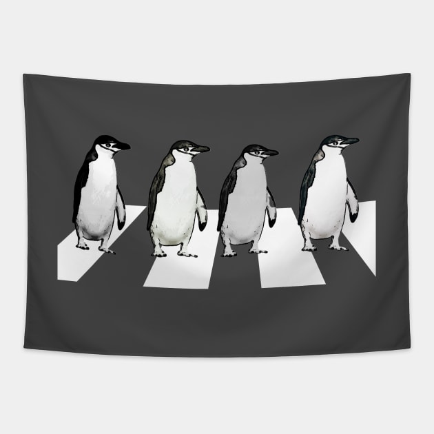 Abbey Road Penguins Tapestry by bobdijkers