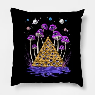 Psychedelic Pyramid Mushrooms Pillow