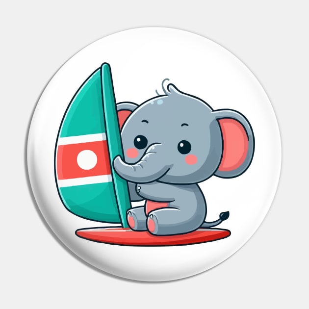 Funny elephant Windsurfing Pin by fikriamrullah