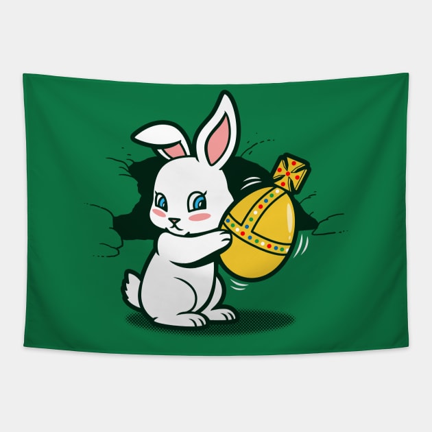 Cute Kawaii Killer Rabbit Easter Bunny Cartoon Tapestry by BoggsNicolas