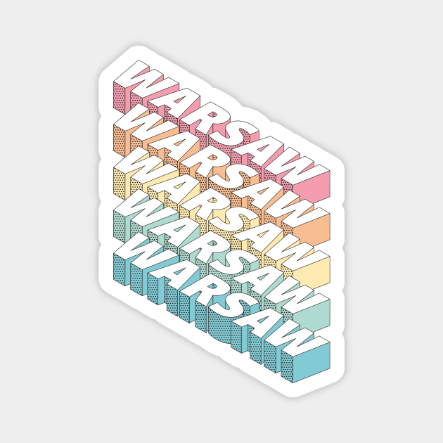 Retro Warsaw 3D rainbow typography Magnet by stu-dio-art