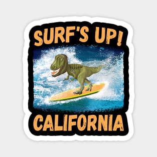 T Rex Surf's Up! California Surfing Lovers Magnet