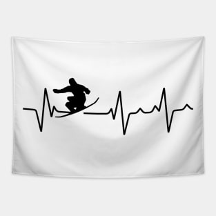 Snowboarding Heartbeat Line Tapestry