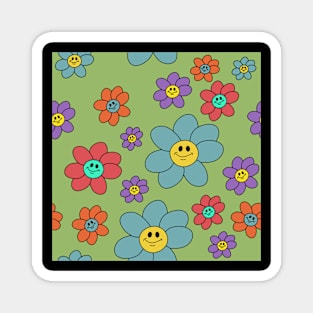 happy pop art flowers Magnet