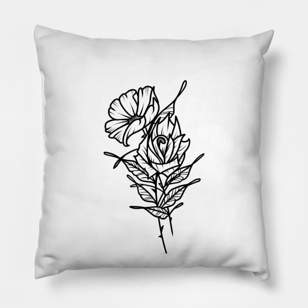 Ornate Floral Tattoo Pillow by Scottconnick