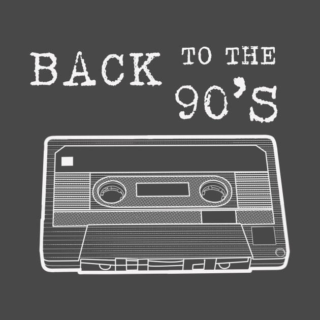 BACK TO THE 90s /white lineart version Cassette Tape Vintage Music by leepianti