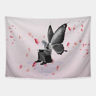 a butterfly blossom man Tapestry