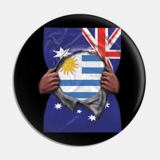 Uruguay Flag Australian Flag Ripped - Gift for Uraguyan From Uruguay Pin