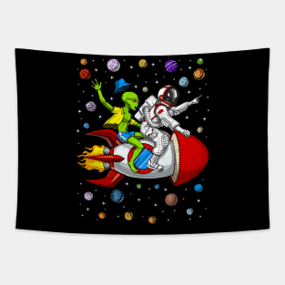 Alien Astronaut Space Adventure Tapestry