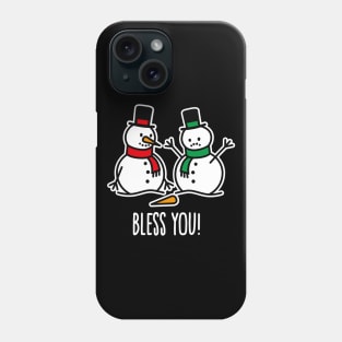 Bless you Funny Christmas cartoon snowman sneeze carrot nose Phone Case