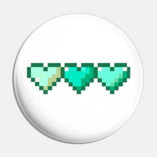 Teal Row of Hearts Pixel Art Pin