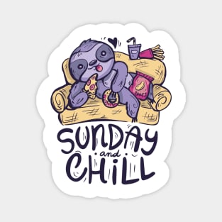 Awesome Funny Sloth Sunday And Chill Lazy Sloth Lover Magnet