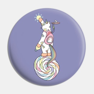 Weird Unicorn Cat busy maintaining the universe Pin